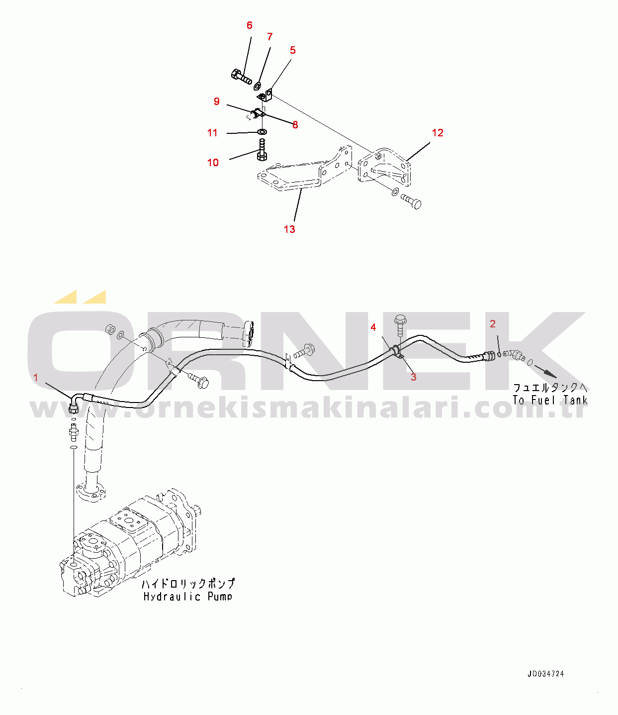 Komatsu HD465-7R S/N 15352-UP Hydraulic Tank, Dump Control Piping (#15352-)