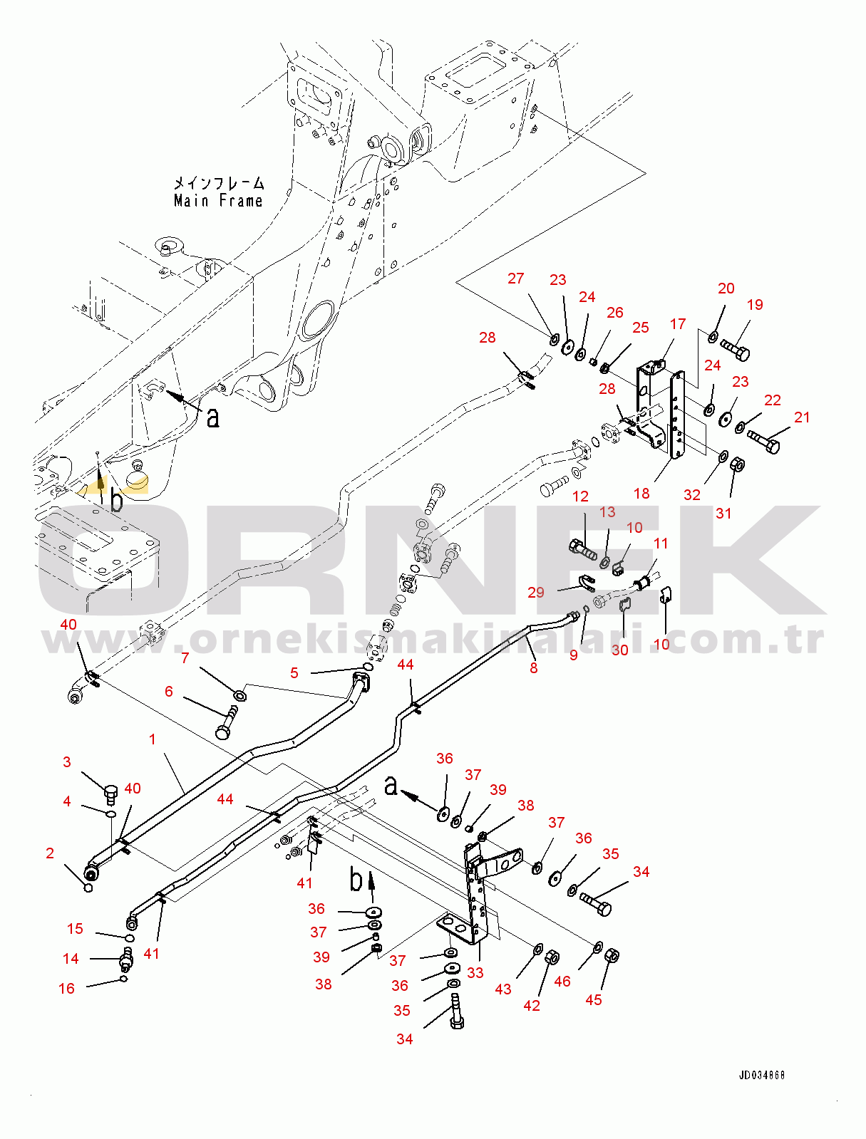 Komatsu HD465-7R S/N 15352-UP Steering and Hoist Hydraulic Piping, Demand Valve to Steering Valve (1/2) (#15352-)