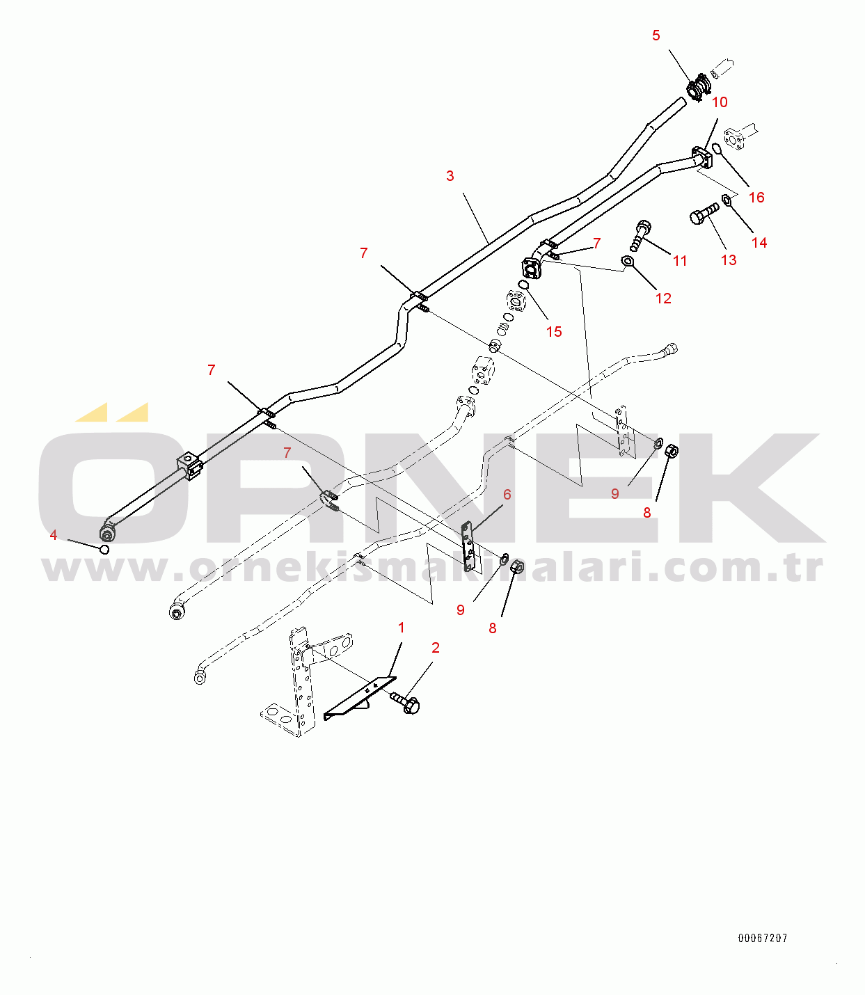 Komatsu HD465-7R S/N 15352-UP Steering and Hoist Hydraulic Piping, Demand Valve to Steering Valve (2/2) (#15352-)