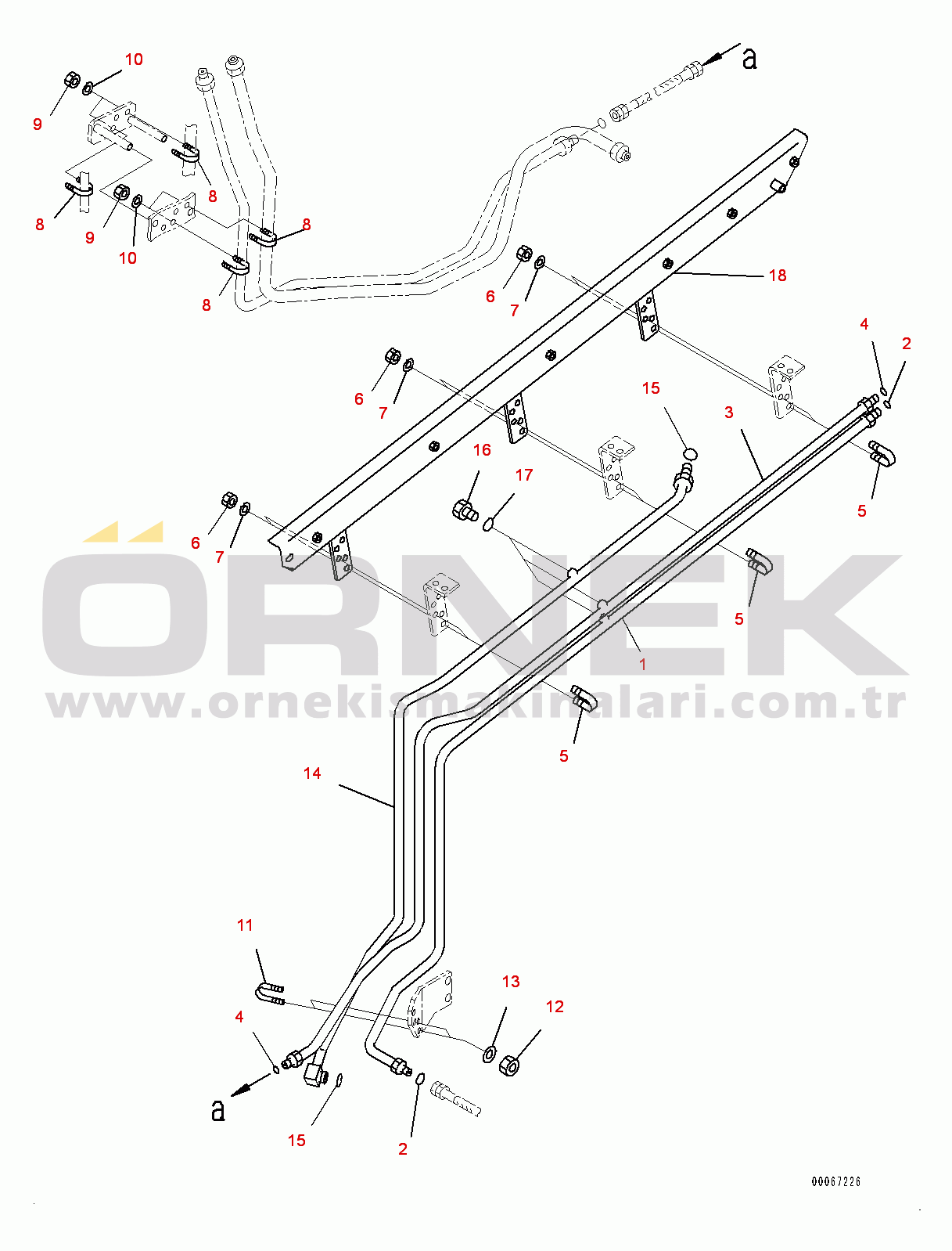 Komatsu HD465-7R S/N 15352-UP Brake Piping, Parking Brake Piping (1/3) (#15352-)