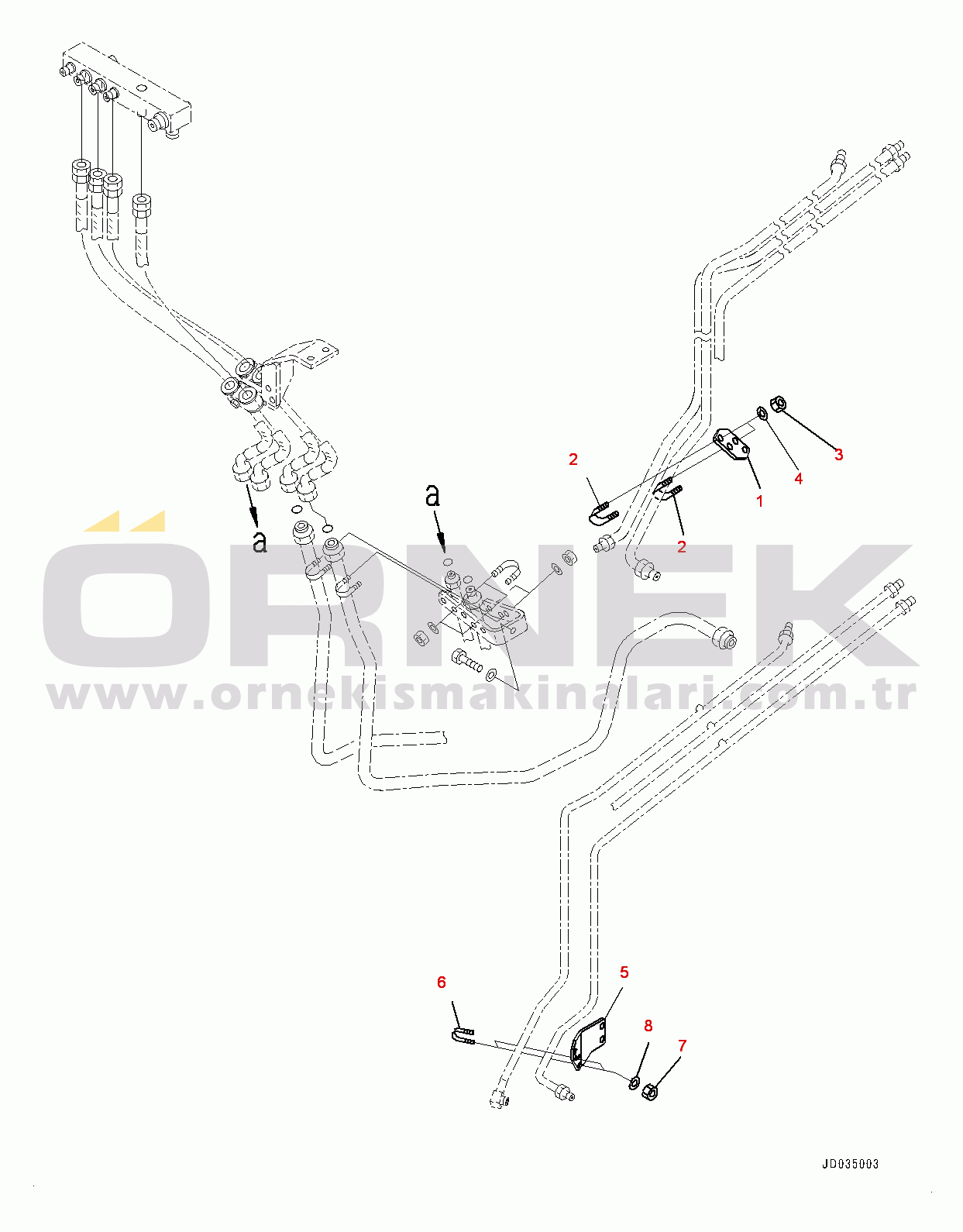 Komatsu HD465-7R S/N 15352-UP Brake Piping, Clamp (1/2) (#15352-)