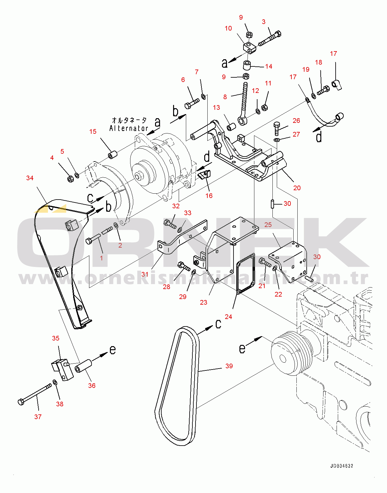 Komatsu SAA12V140E-3D S/N 502369-UP (For WA900-3E0) Alternator, Mounting (#502369-)