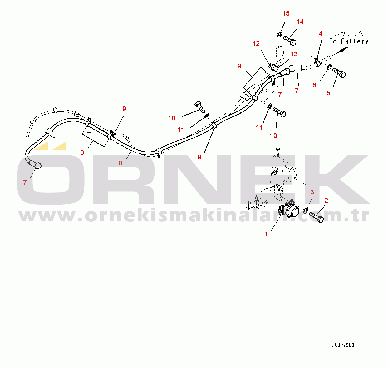 Komatsu D65PX-17 S/N 1001-UP Electric Wiring Harness, Battery Cable (#1001-)