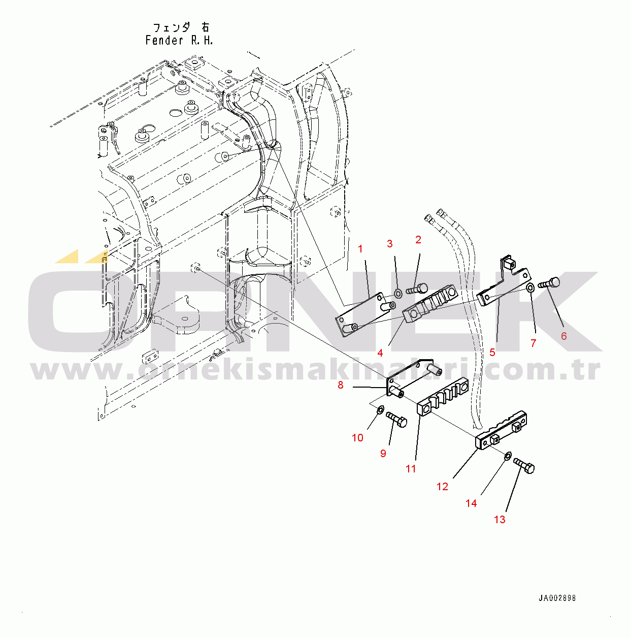 Komatsu D65PX-17 S/N 1001-UP Dozer Blade Tilt Piping, Clamp (#1001-)
