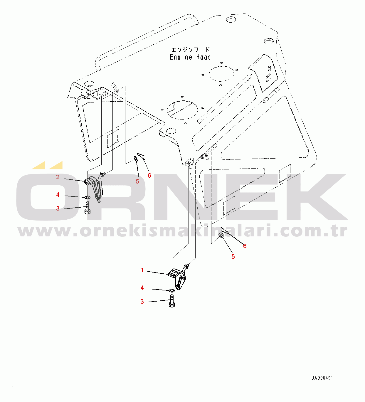 Komatsu D65PX-17 S/N 1001-UP Front Guard, Hood Side Cover Lock (#1001-)