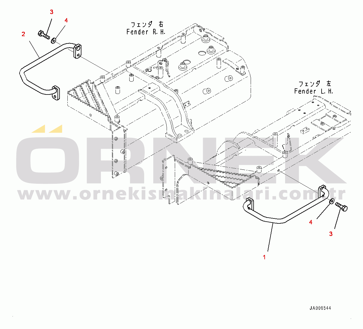 Komatsu D65PX-17 S/N 1001-UP Fender, Handrail (#1001-)