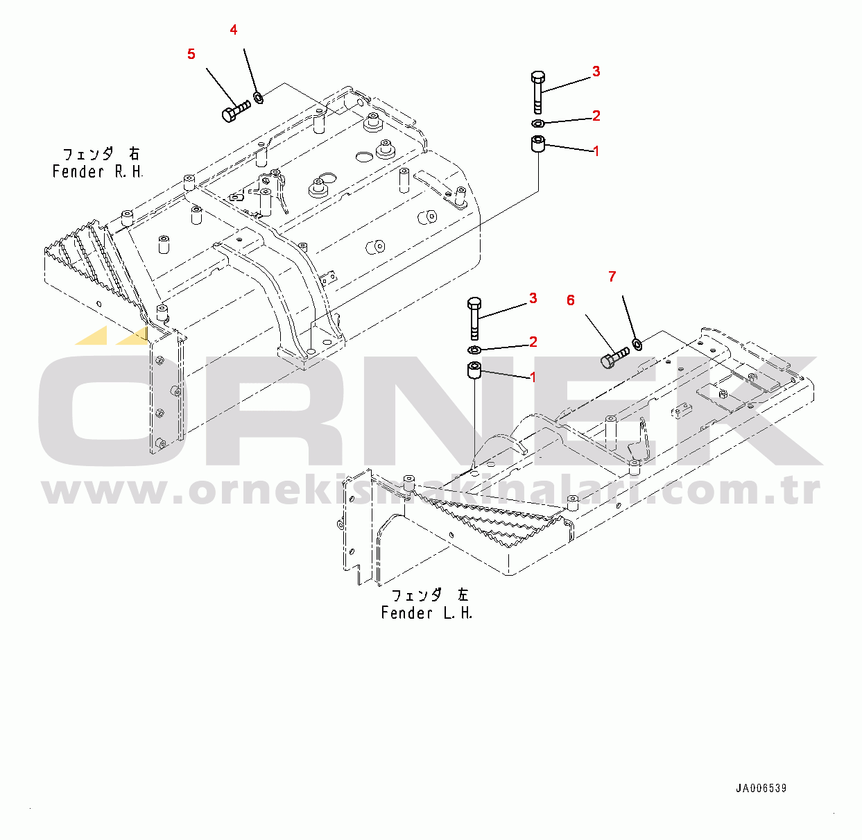 Komatsu D65PX-17 S/N 1001-UP Fender, Mounting (#1001-)