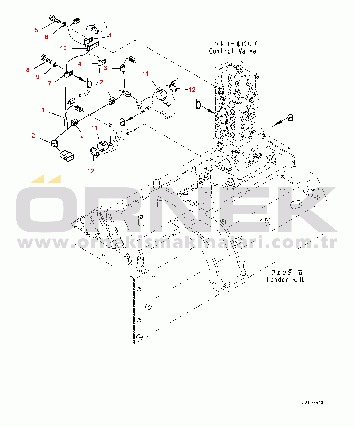 Komatsu D65PX-17 S/N 1001-UP Fender, Control Valve Wiring Harness (#1001-)