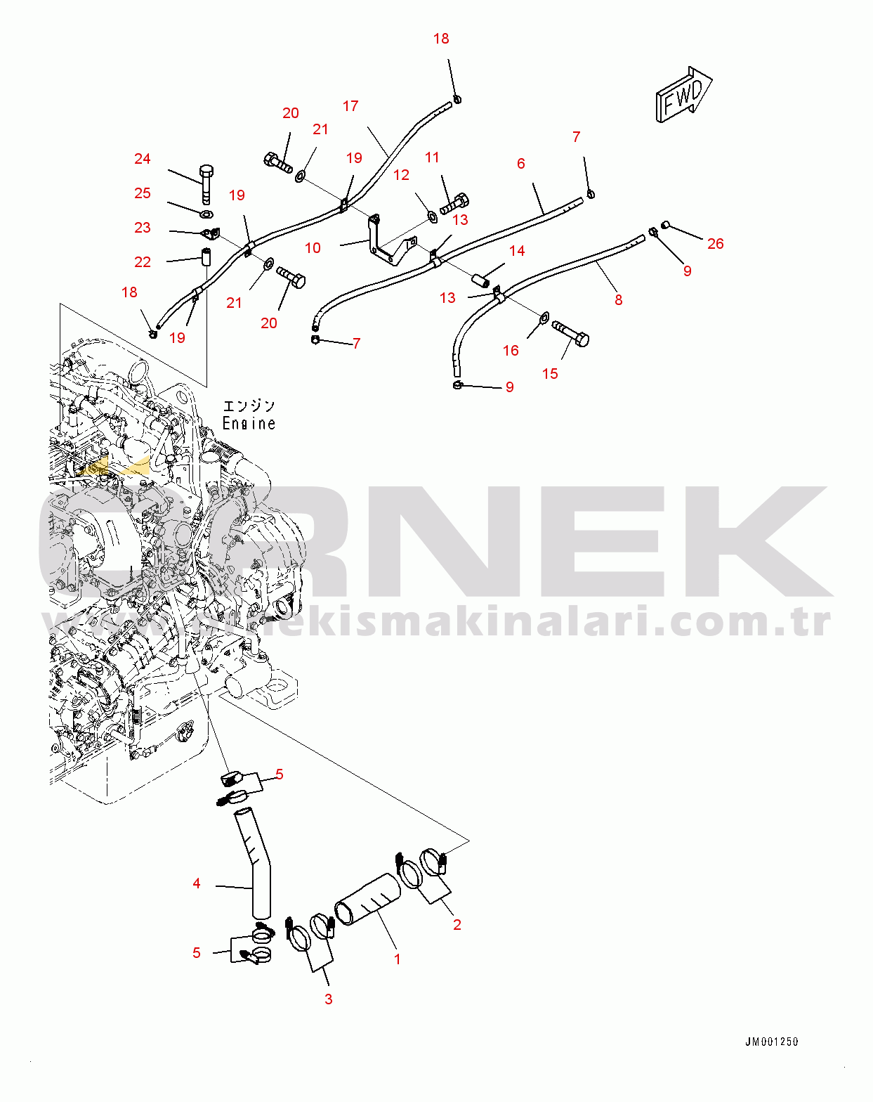 Komatsu HM300-3 S/N 3001-UP Engine Related Parts, Hose (#3001-)
