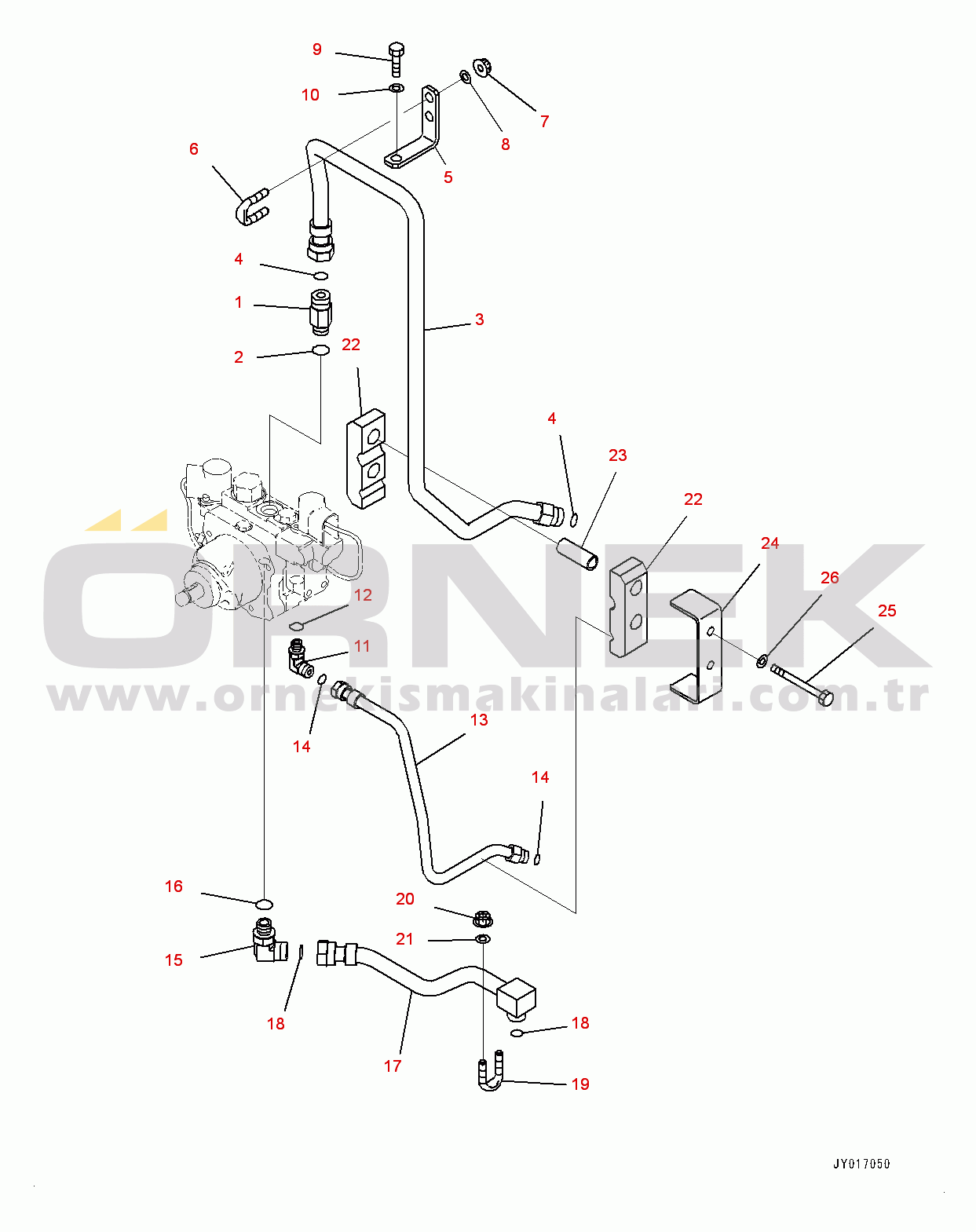 Komatsu HM300-3 S/N 3001-UP Aftercooler, Fan Motor Piping (#3203-)