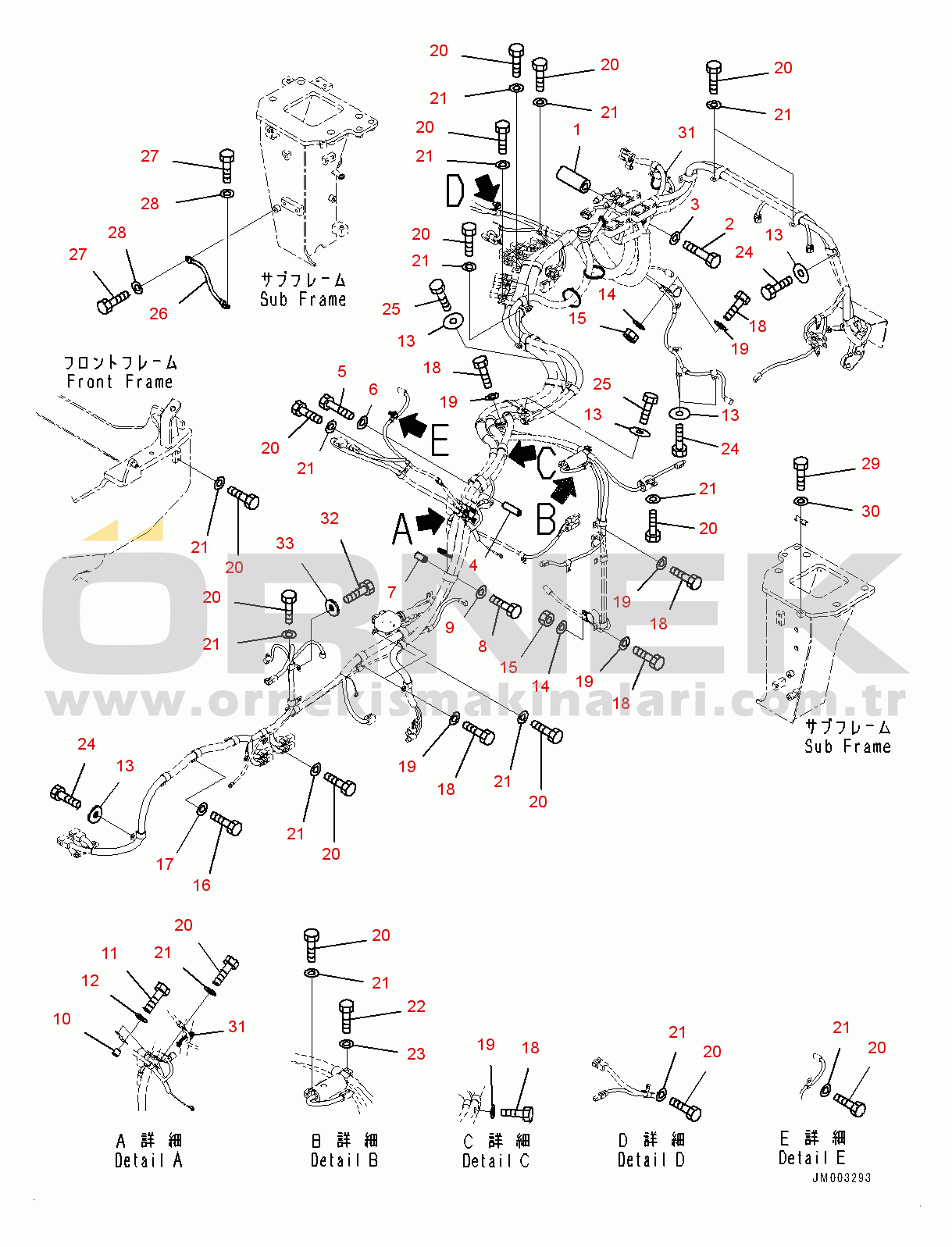 Komatsu HM300-3 S/N 3001-UP Front Wiring Harness, Mounting, L.H. (2/2) (#3001-)