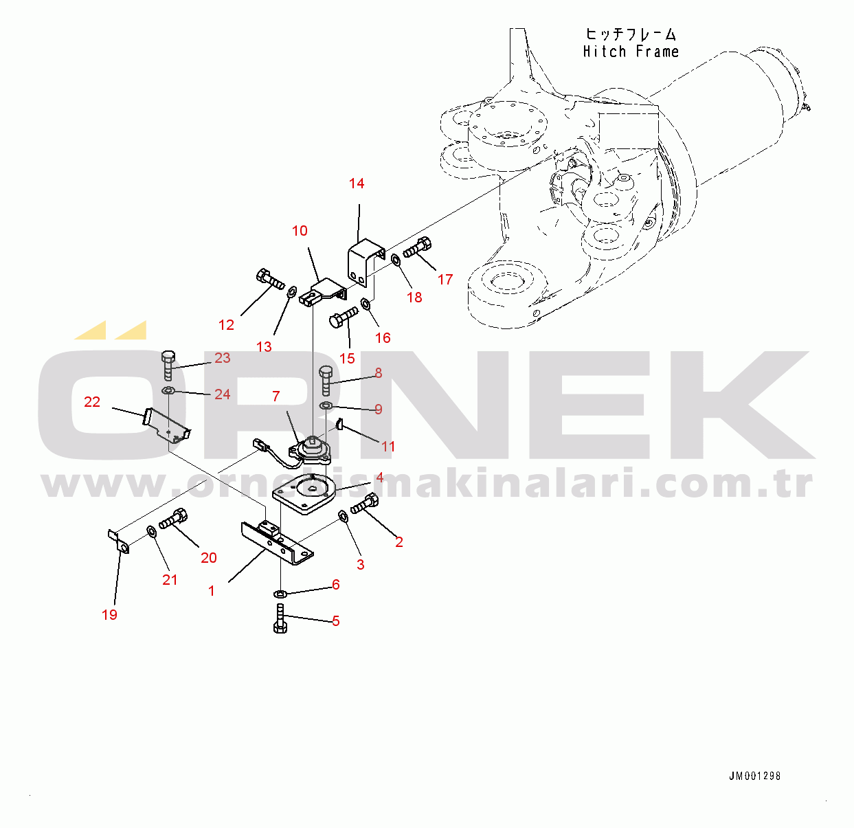 Komatsu HM300-3 S/N 3001-UP Front Wiring Harness, Articulate Angle Sensor (#3001-)