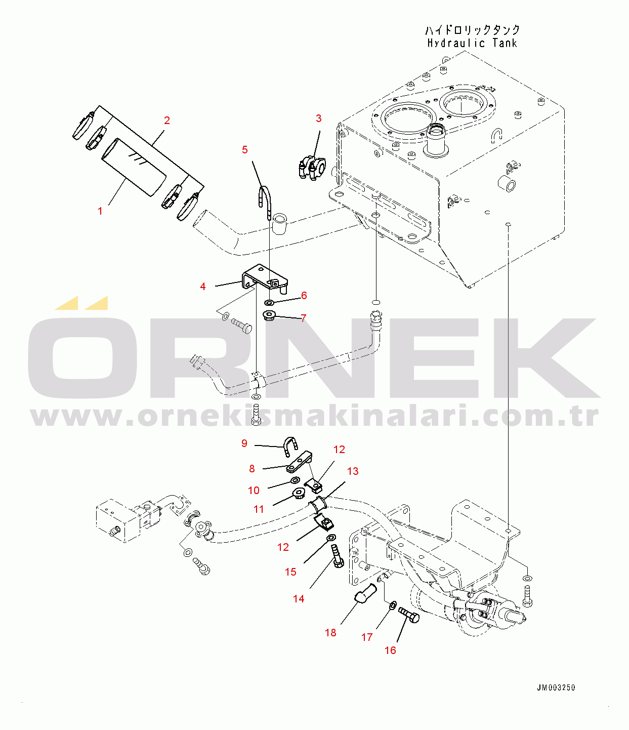 Komatsu HM300-3 S/N 3001-UP Hydraulic Tank, Piping Mounting (1/2) (#3032-)