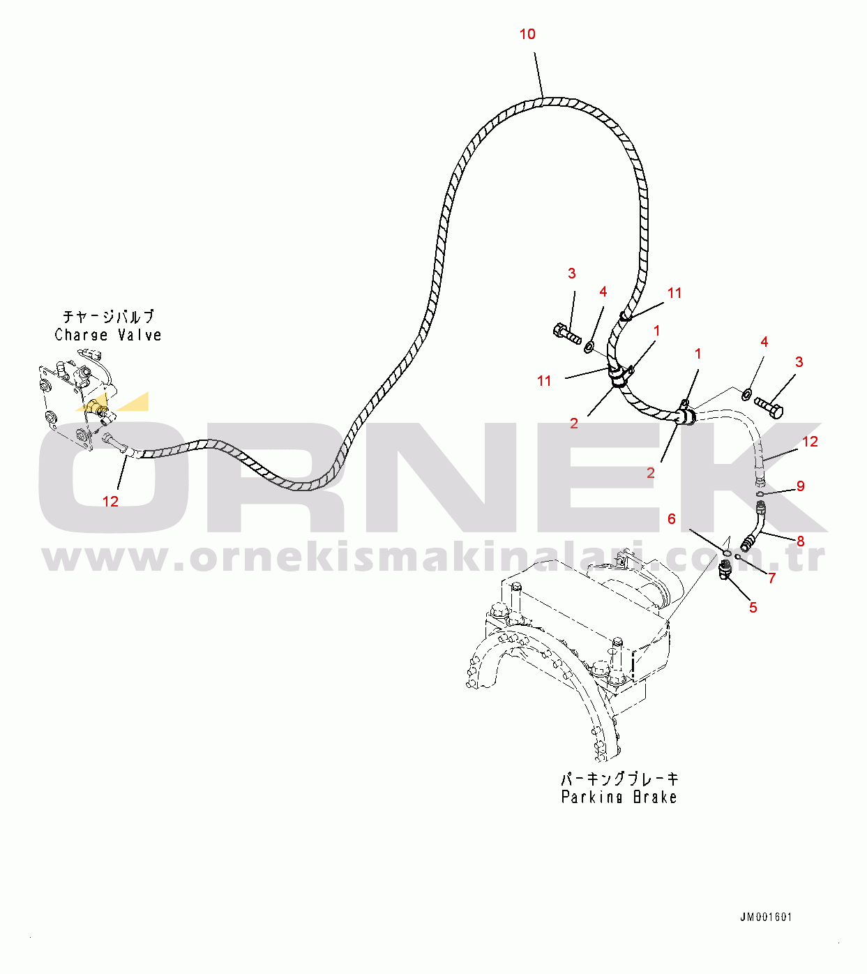Komatsu HM300-3 S/N 3001-UP Rear Brake Oil Piping, Parking Brake Piping (#3001-)