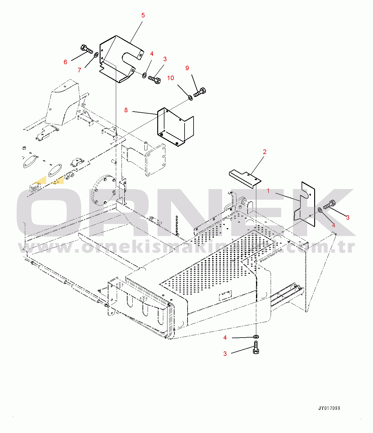 Komatsu HM300-3 S/N 3001-UP Engine Under Guard, Mounting (#3001-)