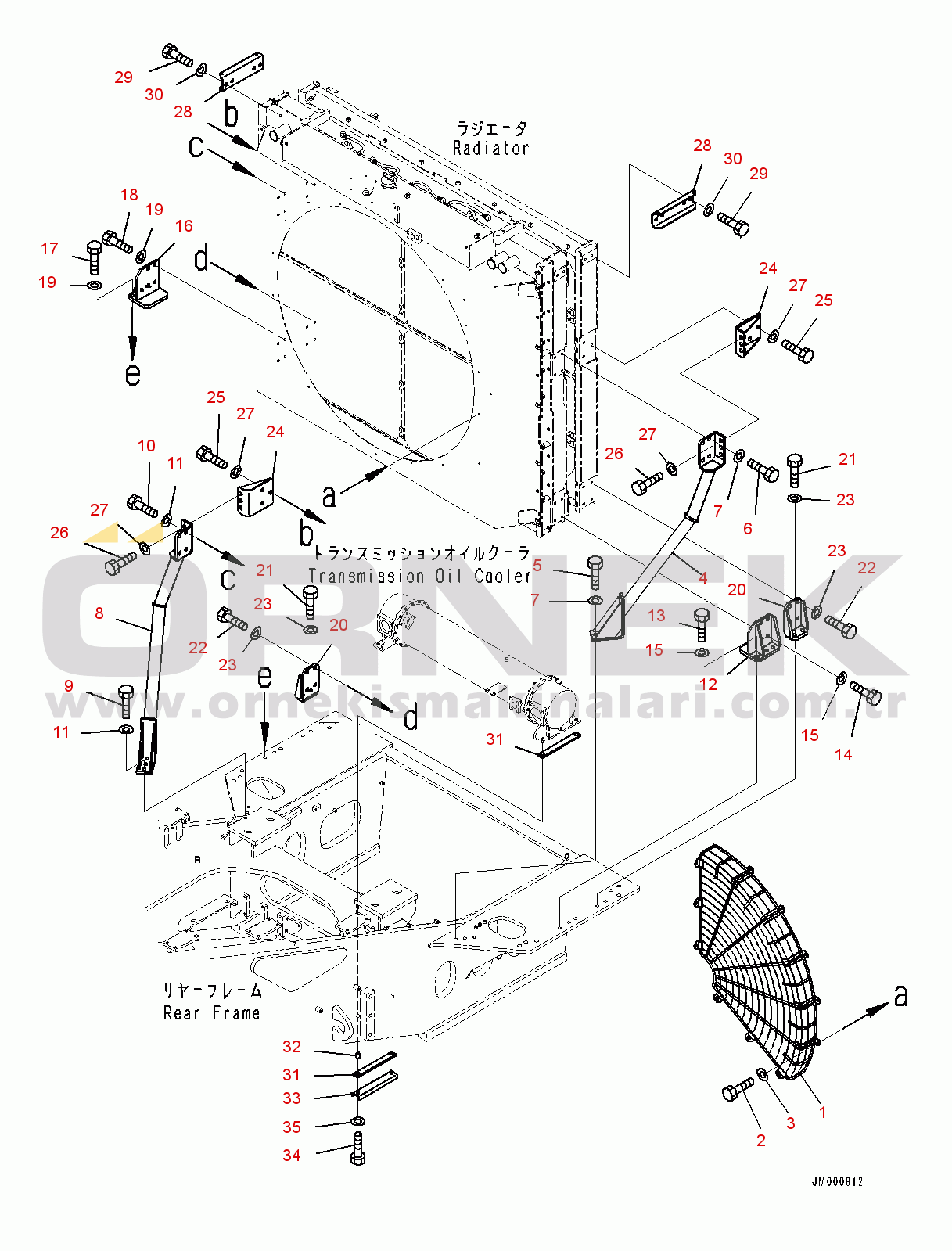 Komatsu WA1200-6 S/N 60001-UP (Chassis only) Cooling Fan Guard, Fan Guard (#60001-)