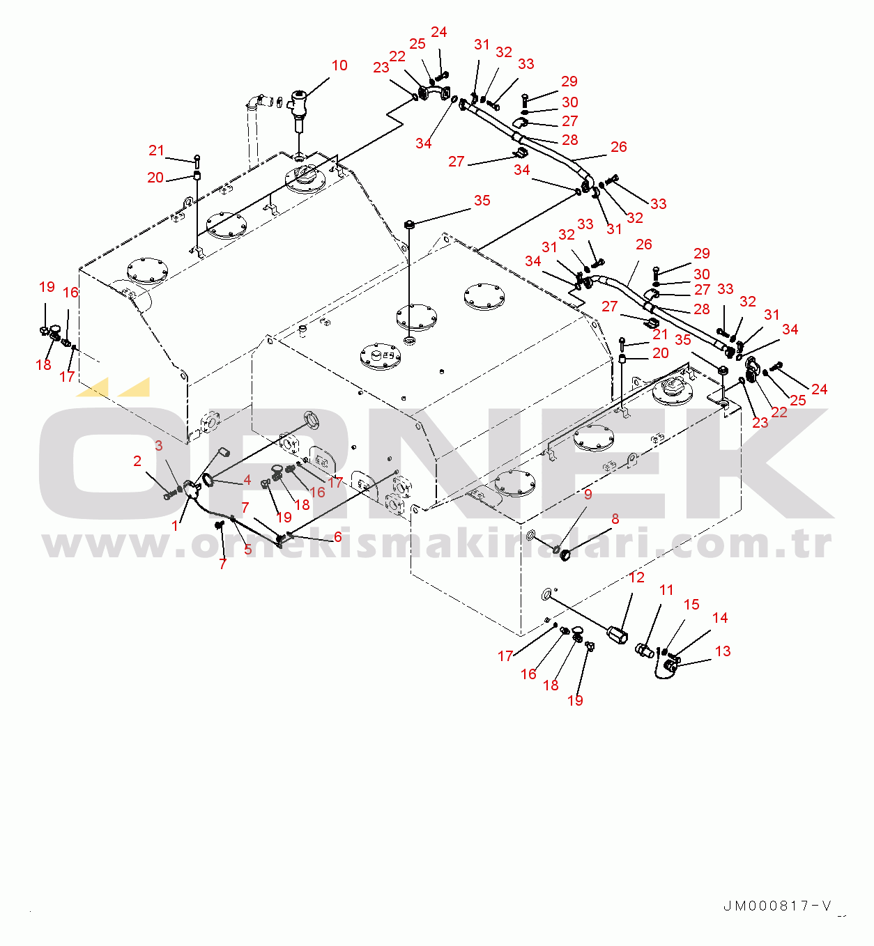 Komatsu WA1200-6 S/N 60001-UP (Chassis only) Fuel Tank, Related Parts (#60001-)