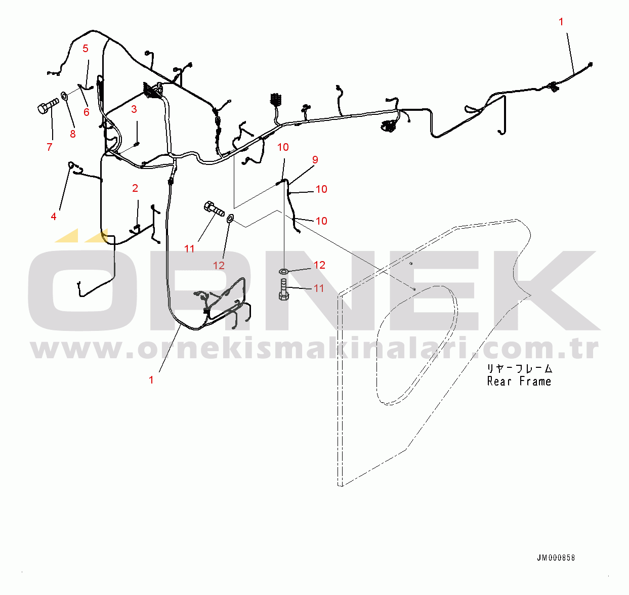 Komatsu WA1200-6 S/N 60001-UP (Chassis only) Rear Electric Wiring Harness, Wiring Harness (#60003-)