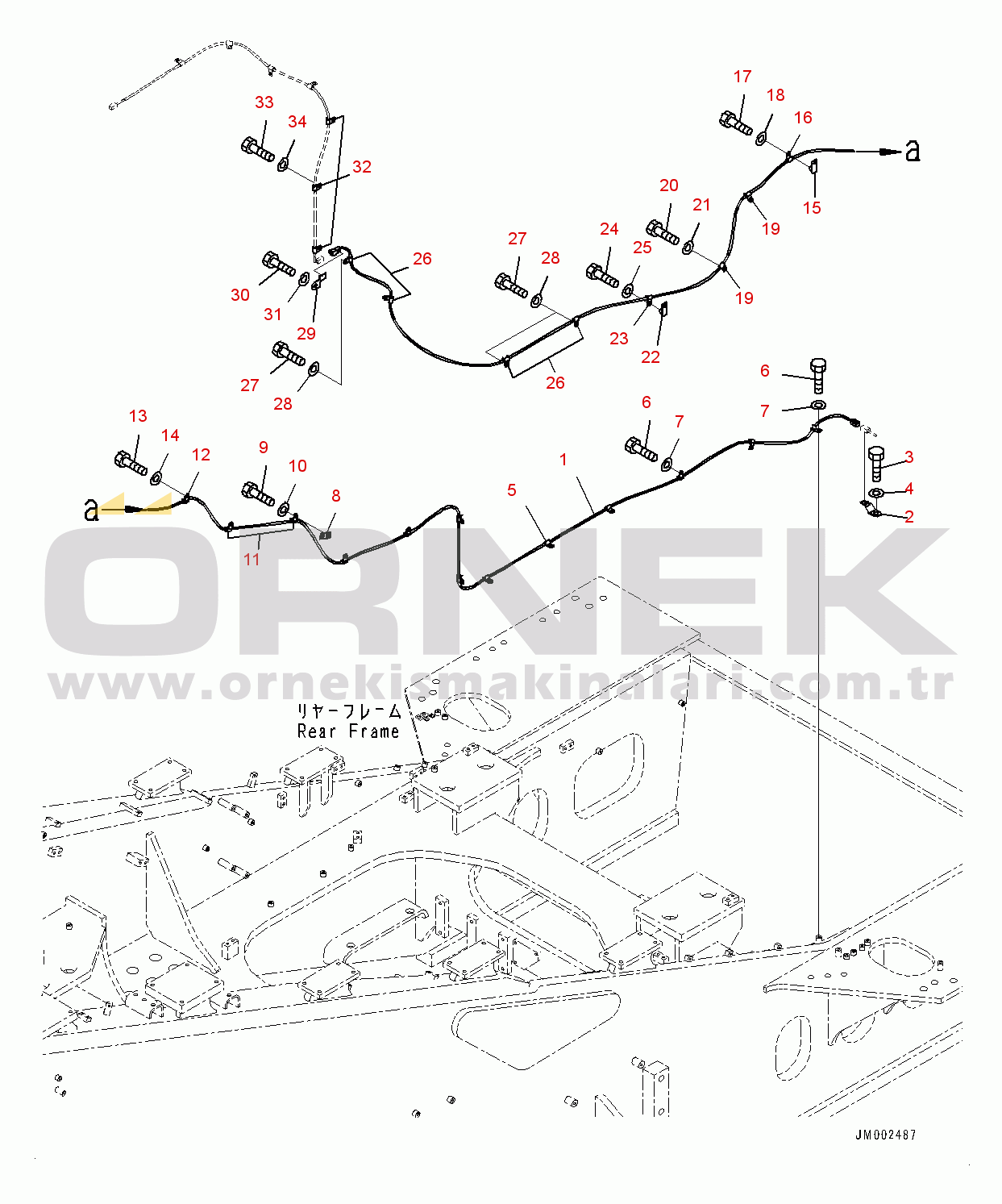 Komatsu WA1200-6 S/N 60001-UP (Chassis only) Rear Electric Wiring Harness, Rearview Camera Wiring Harness (#60003-)