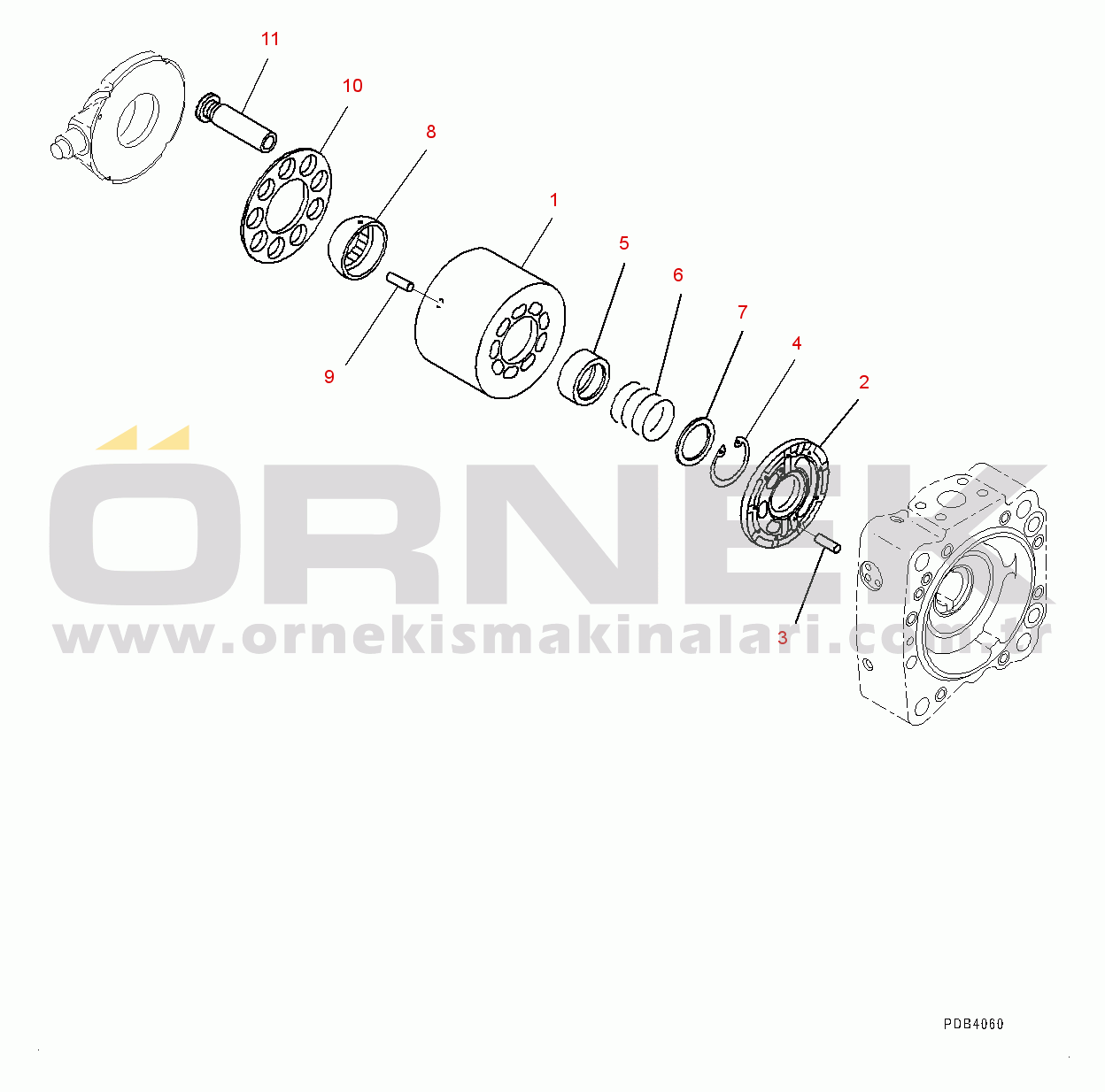Komatsu WA1200-6 S/N 60001-UP (Chassis only) Hydraulic Oil Main Pump, No.1 Loader Pump (3/16) (#60001-)