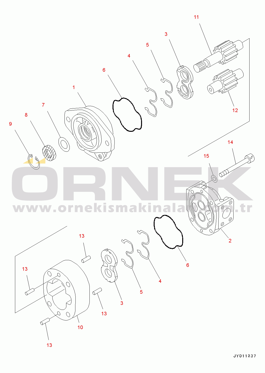 Komatsu WA1200-6 S/N 60001-UP (Chassis only) Hydraulic Oil Main Pump, Fan Pump (1/3) (#60001-)