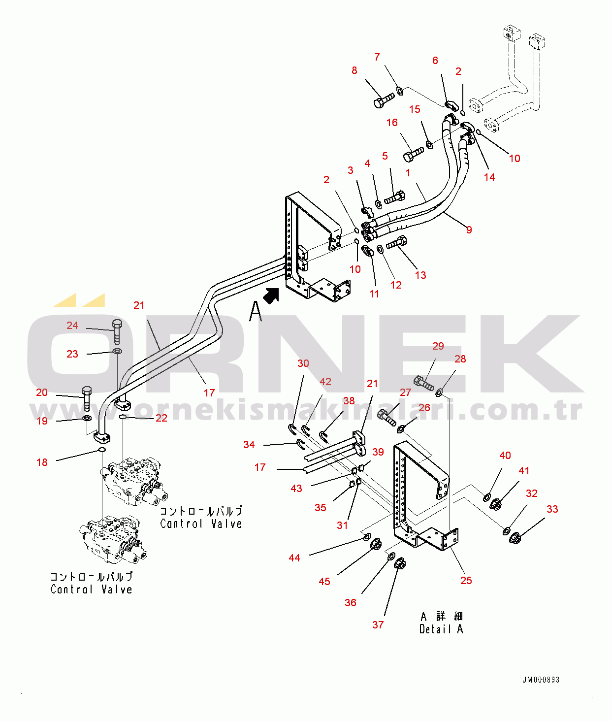Komatsu WA1200-6 S/N 60001-UP (Chassis only) Hydraulic Piping, Front Loader Pump Piping (1/2) (#60001-)
