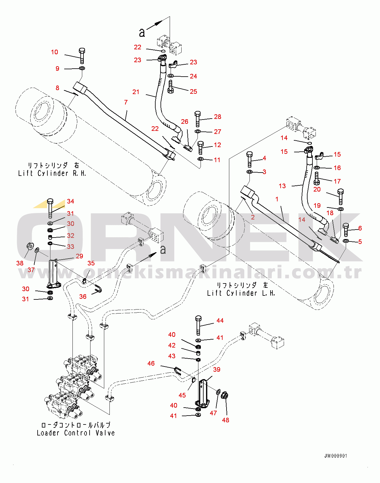 Komatsu WA1200-6 S/N 60001-UP (Chassis only) Hydraulic Piping, Lift Cylinder Head Piping (2/2) (#60001-)