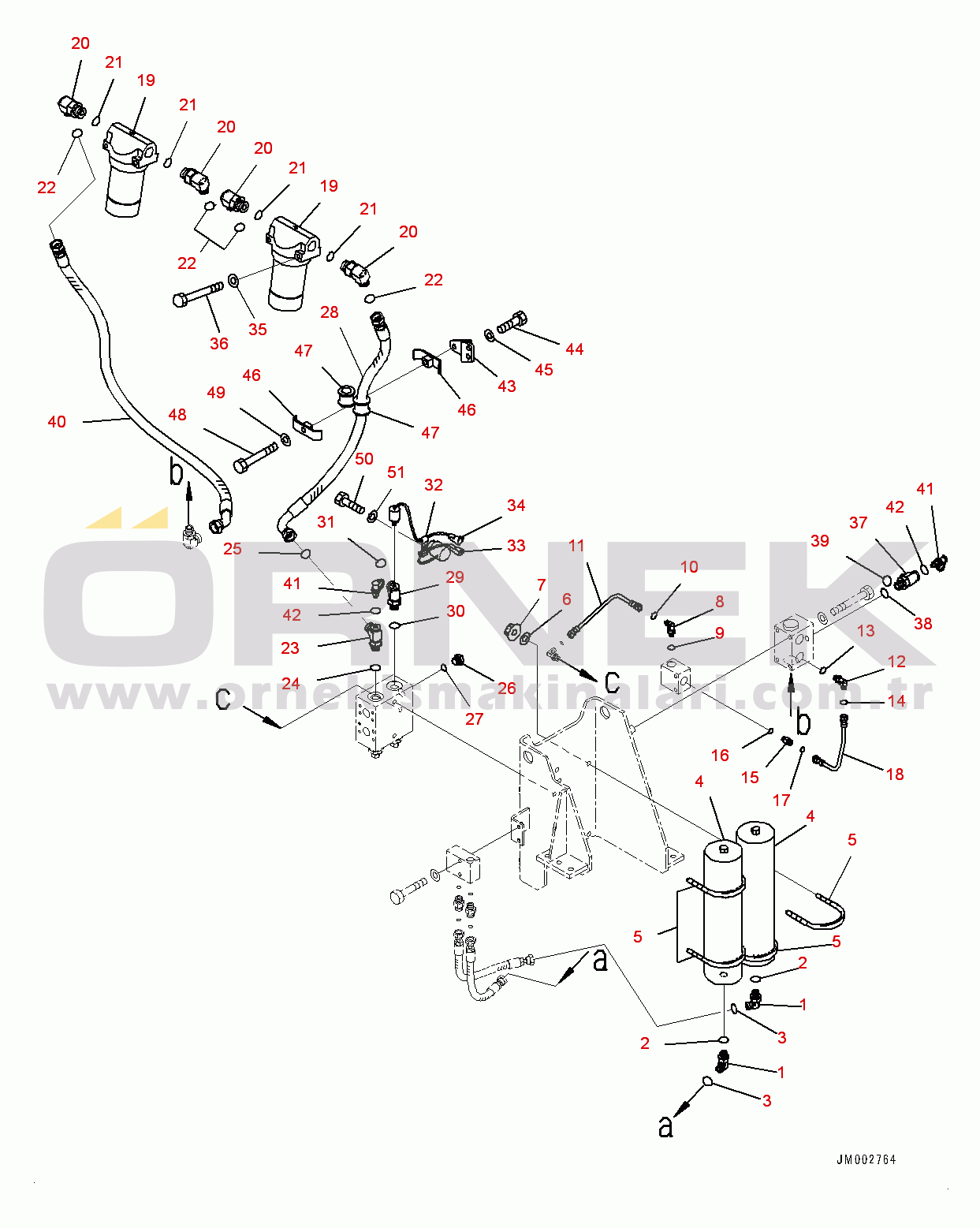 Komatsu WA1200-6 S/N 60001-UP (Chassis only) Hydraulic Piping, PPC Filter and Accumulator Piping (2/2) (#60001-)