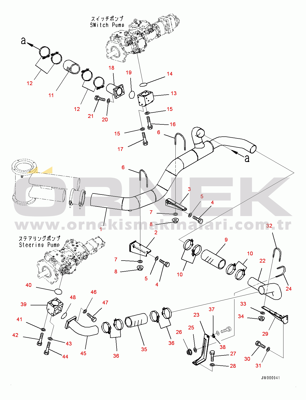Komatsu WA1200-6 S/N 60001-UP (Chassis only) Hydraulic Piping, Switch and Steering Pump Suction Piping (#60001-)