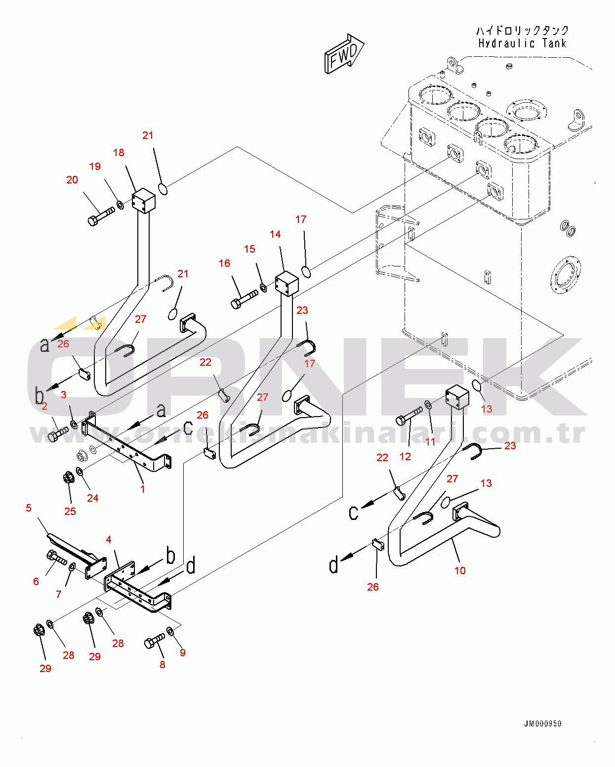 Komatsu WA1200-6 S/N 60001-UP (Chassis only) Hydraulic Piping, Control Valve Return Piping, Rear (1/2) (#60001-)