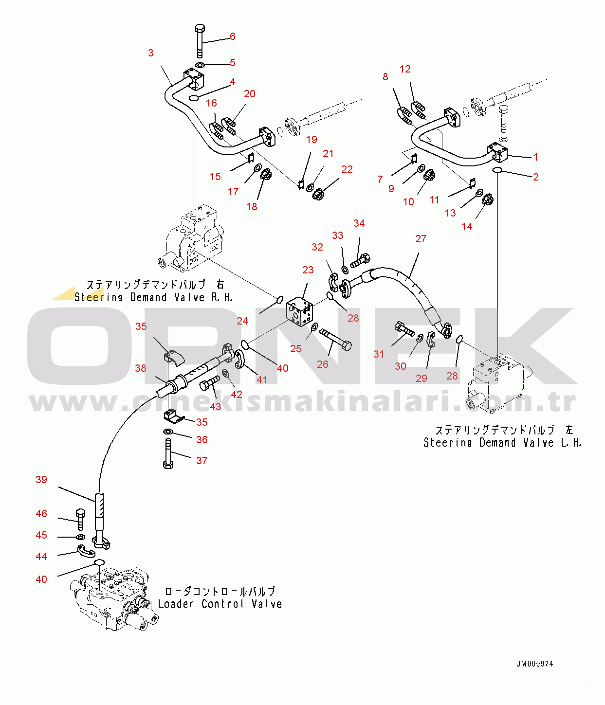Komatsu WA1200-6 S/N 60001-UP (Chassis only) Steering Hydraulic Piping, Steering Demand Valve Piping (1/5) (#60001-)