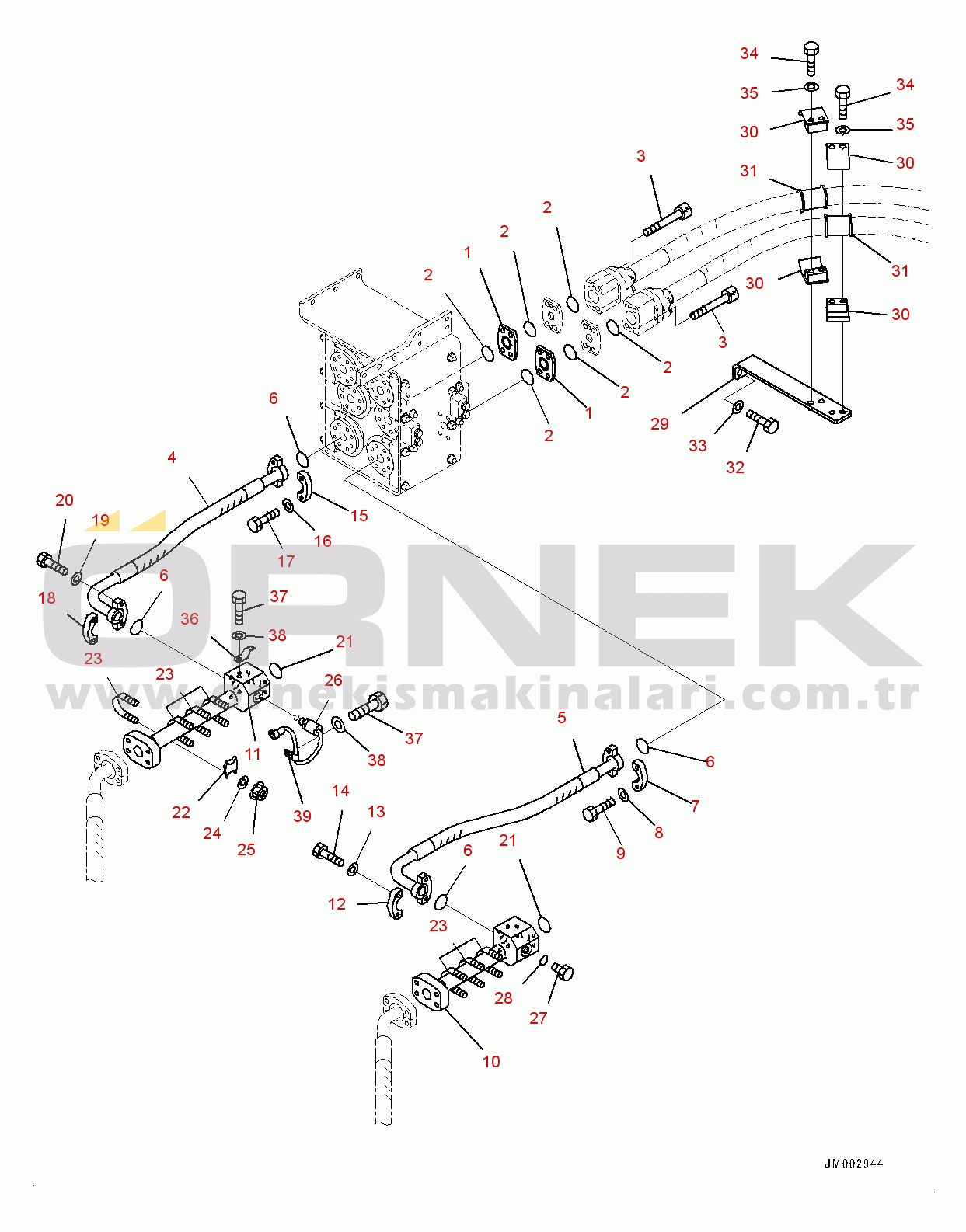 Komatsu WA1200-6 S/N 60001-UP (Chassis only) Steering Hydraulic Piping, Steering Demand Valve Piping (4/5) (#60001-)