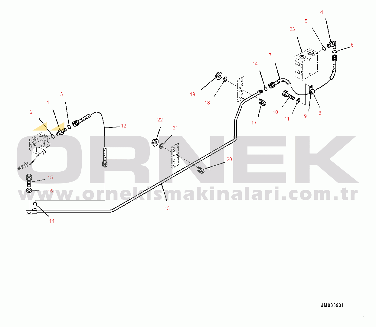 Komatsu WA1200-6 S/N 60001-UP (Chassis only) Steering Hydraulic Piping, Pilot Valve Control Piping (1/3) (#60001-)