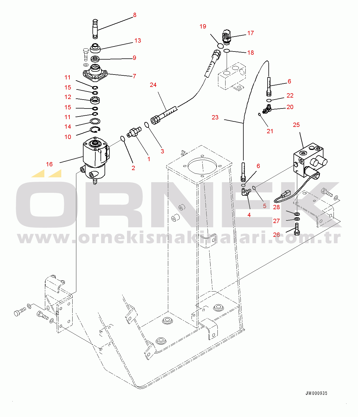 Komatsu WA1200-6 S/N 60001-UP (Chassis only) Steering Hydraulic Piping, Pilot Valve Drain Piping (#60001-)