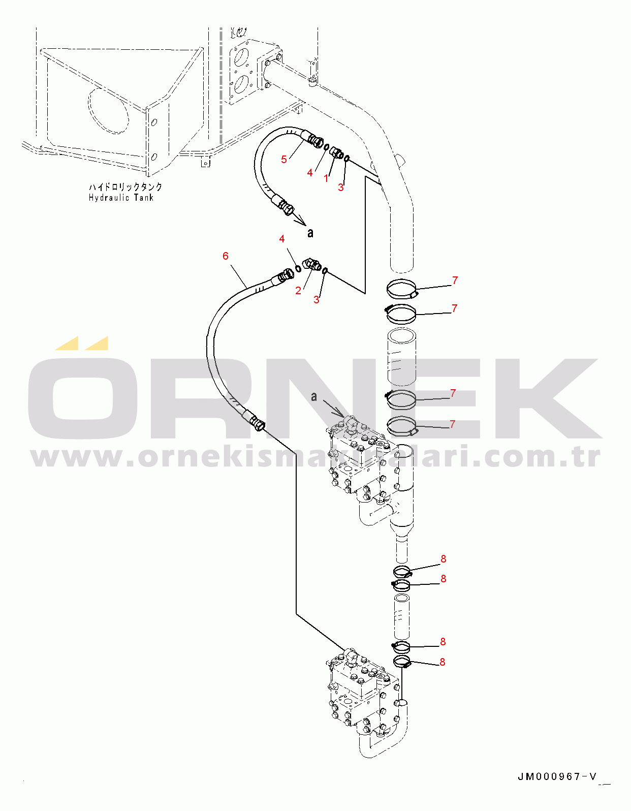Komatsu WA1200-6 S/N 60001-UP (Chassis only) Emergency Steering Piping, Drain Piping (2/2) (#60001-)