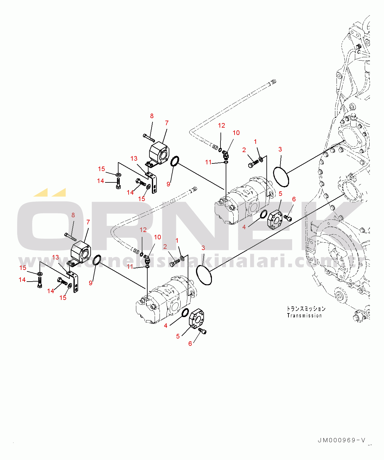Komatsu WA1200-6 S/N 60001-UP (Chassis only) Emergency Steering Piping, Pump Mounting (#60001-)
