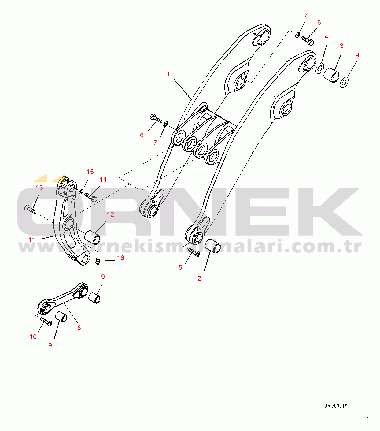 Komatsu WA1200-6 S/N 60001-UP (Chassis only) Boom and Bell Crank,  (#60008-)