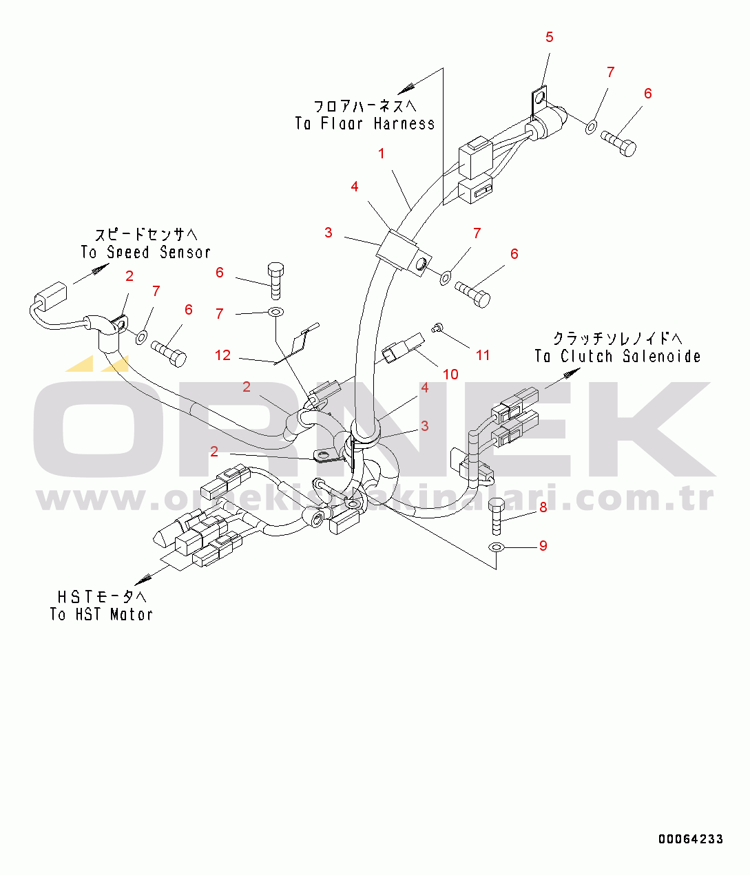 Komatsu WA250PZ-6 S/N 75896-UP (FOR KAL (Chassis only)) Rear Electric Wiring Harness, HST Wiring Harness (#75896-)
