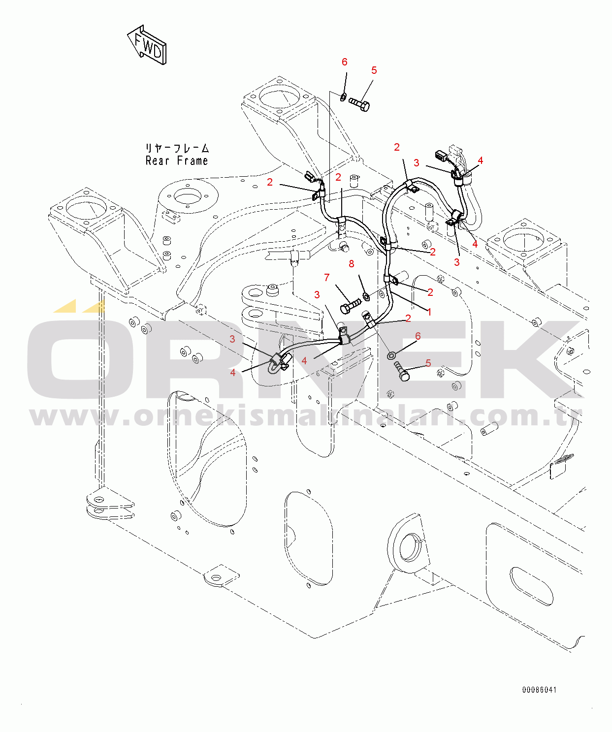 Komatsu WA250PZ-6 S/N 75896-UP (FOR KAL (Chassis only)) Rear Electric Wiring Harness, Emergency Steering Wiring Harness (#77256-)