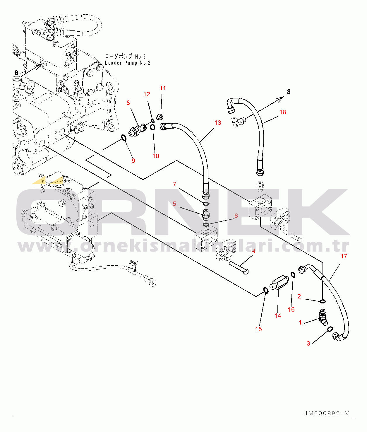 Komatsu WA1200-6 S/N 60004-UP (KAL Spec. (Chassis only)) Hydraulic Piping, Rear Loader Pump Piping (4/4) (#60004-)