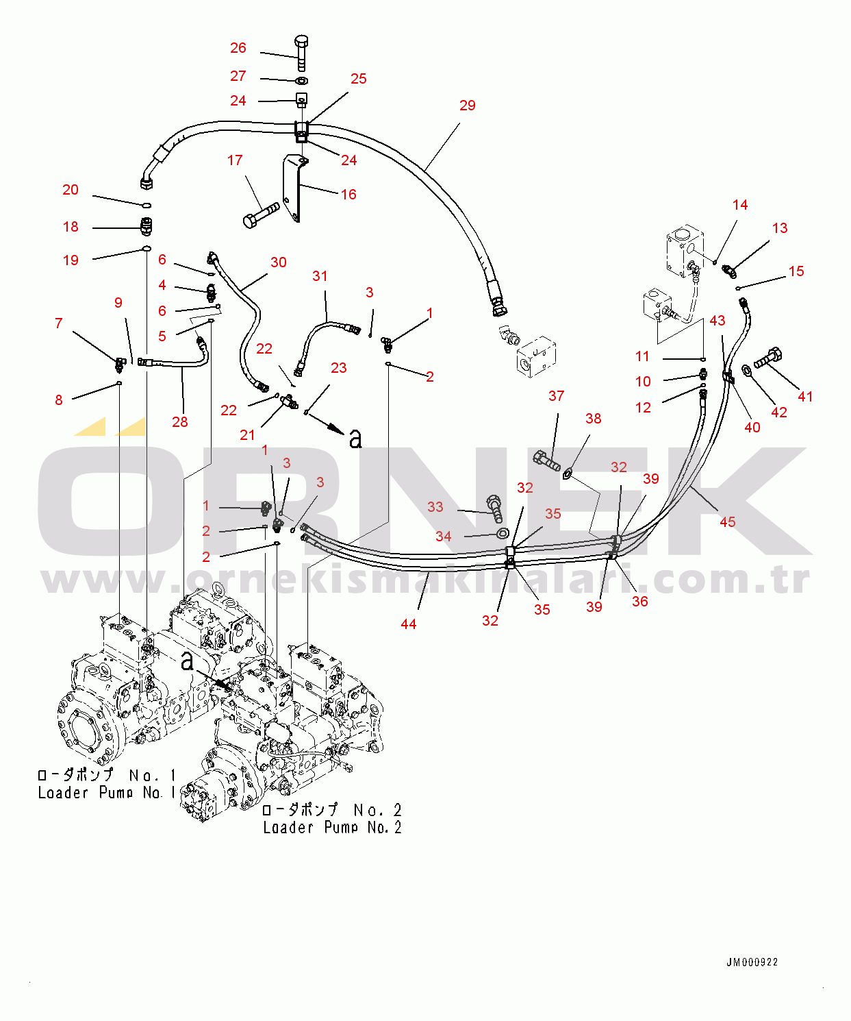 Komatsu WA1200-6 S/N 60004-UP (KAL Spec. (Chassis only)) Hydraulic Piping, Pilot Valve Control Piping (2/3) (#60004-)