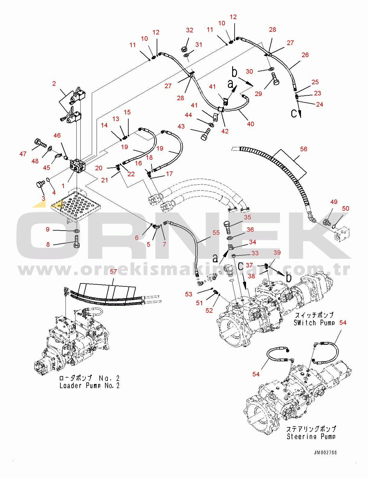 Komatsu WA1200-6 S/N 60004-UP (KAL Spec. (Chassis only)) Hydraulic Piping, Pilot Valve Control Piping (3/3) (#60004-)