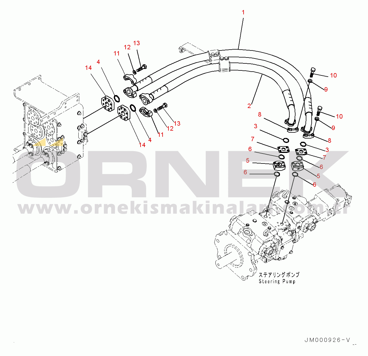 Komatsu WA1200-6 S/N 60004-UP (KAL Spec. (Chassis only)) Steering Hydraulic Piping, Steering Demand Valve Piping (3/5) (#60001-)