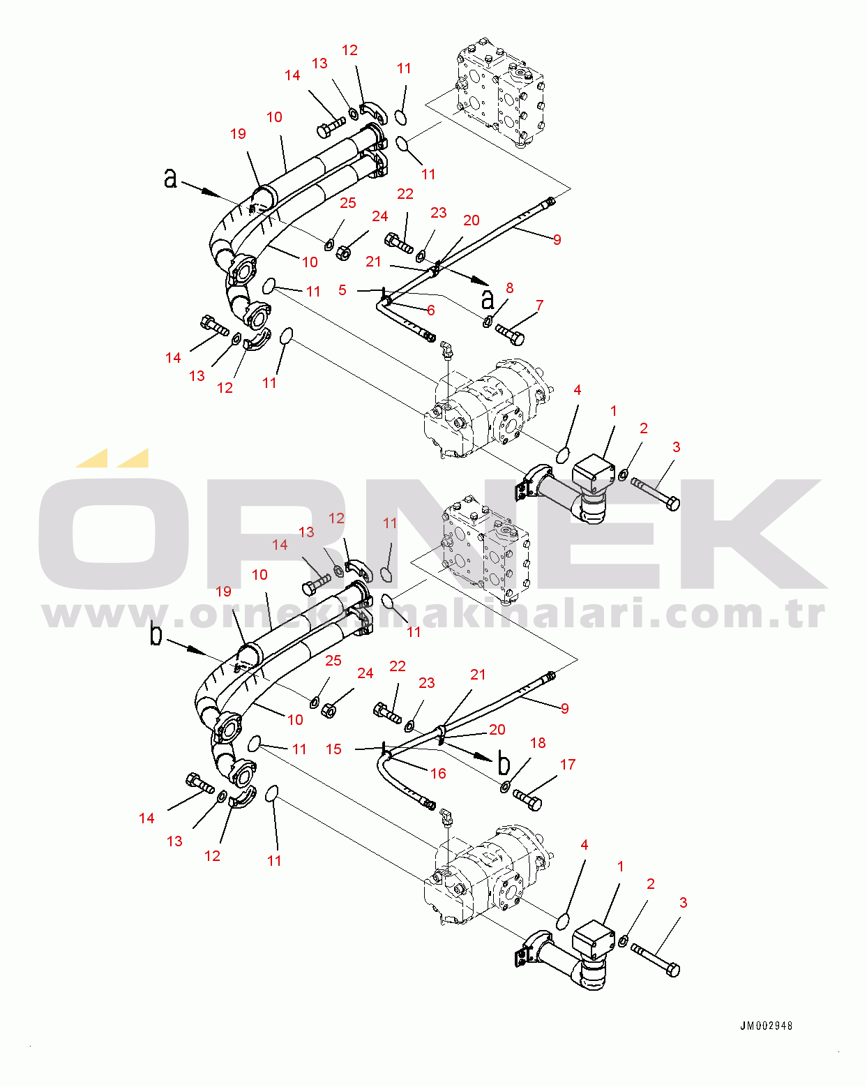 Komatsu WA1200-6 S/N 60004-UP (KAL Spec. (Chassis only)) Emergency Steering Piping, Emergency Steering Pump Piping (#60001-)