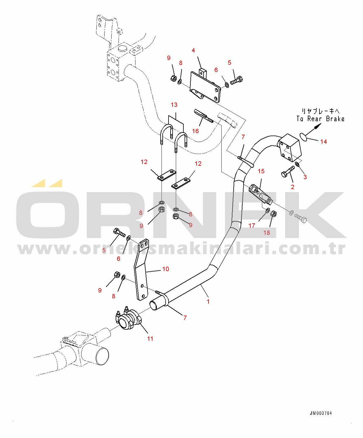 Komatsu HD785-7 S/N 30001-UP (-40 deg C Spec.) Brake Oil Cooling Hydraulic Piping, Brake Control Valve to Filter (#30001-)