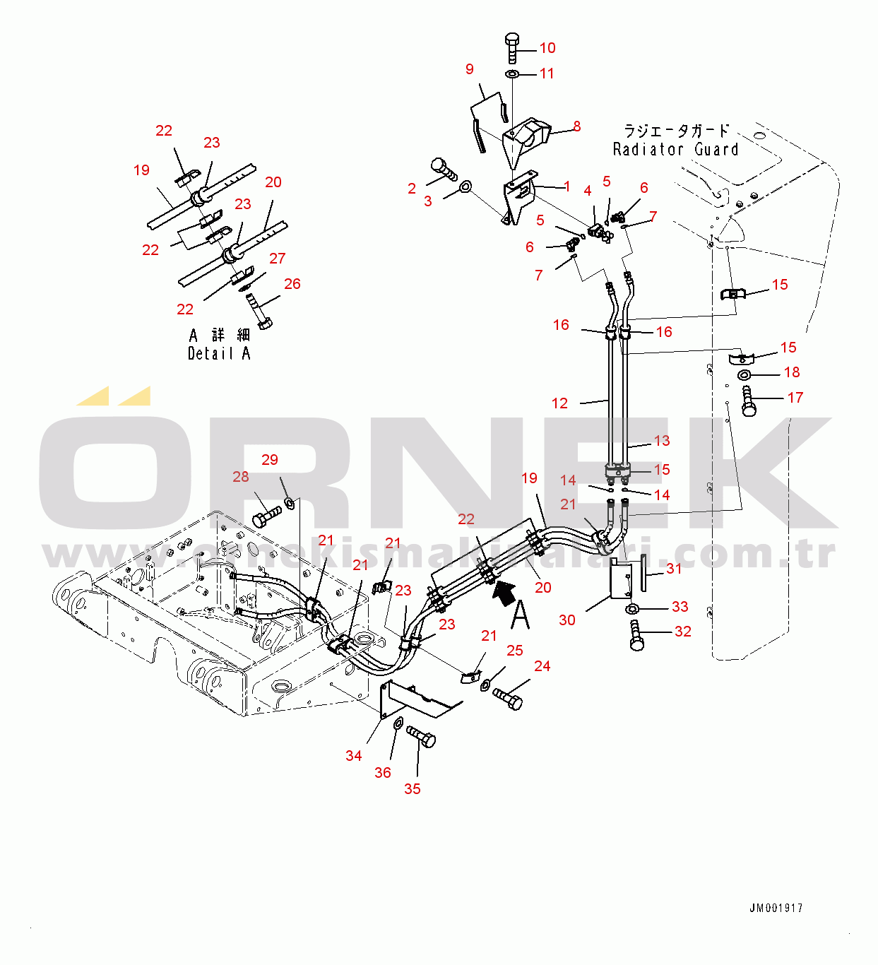 Komatsu HD785-7 S/N 30001-UP (-40 deg C Stan.) Stairway, Pressure Release Piping (#30001-)