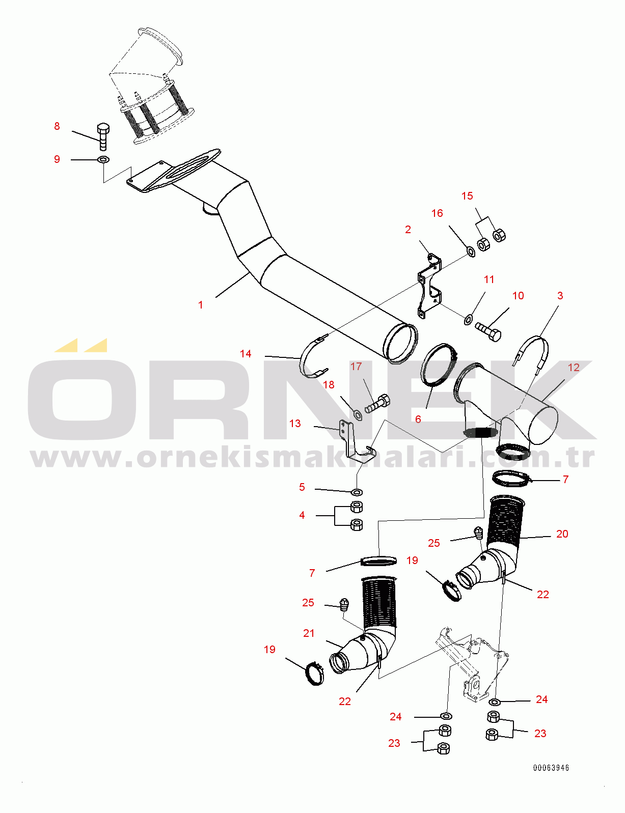 Komatsu HD785-7 S/N 30001-UP (-40 deg C Stan.) Exhaust Piping (#30001-)