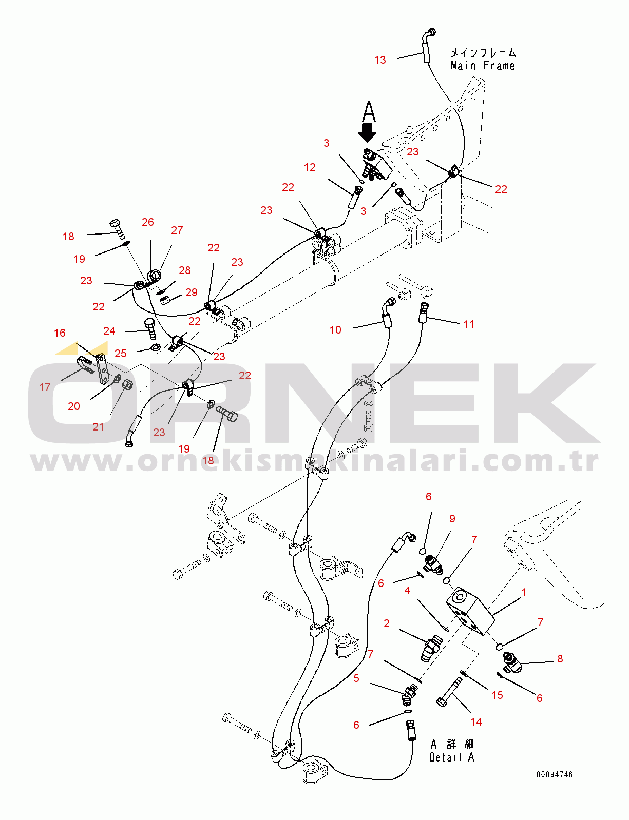 Komatsu HD785-7 S/N 30001-UP (-40 deg C Stan.) Exhaust Brake, Auto Suspension Piping (#30001-)