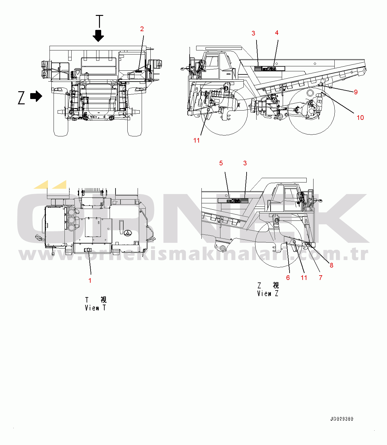 Komatsu HD785-7 S/N 30001-UP (KAL Spec.) Marks and Plates, (1/2) (#30001-30013)