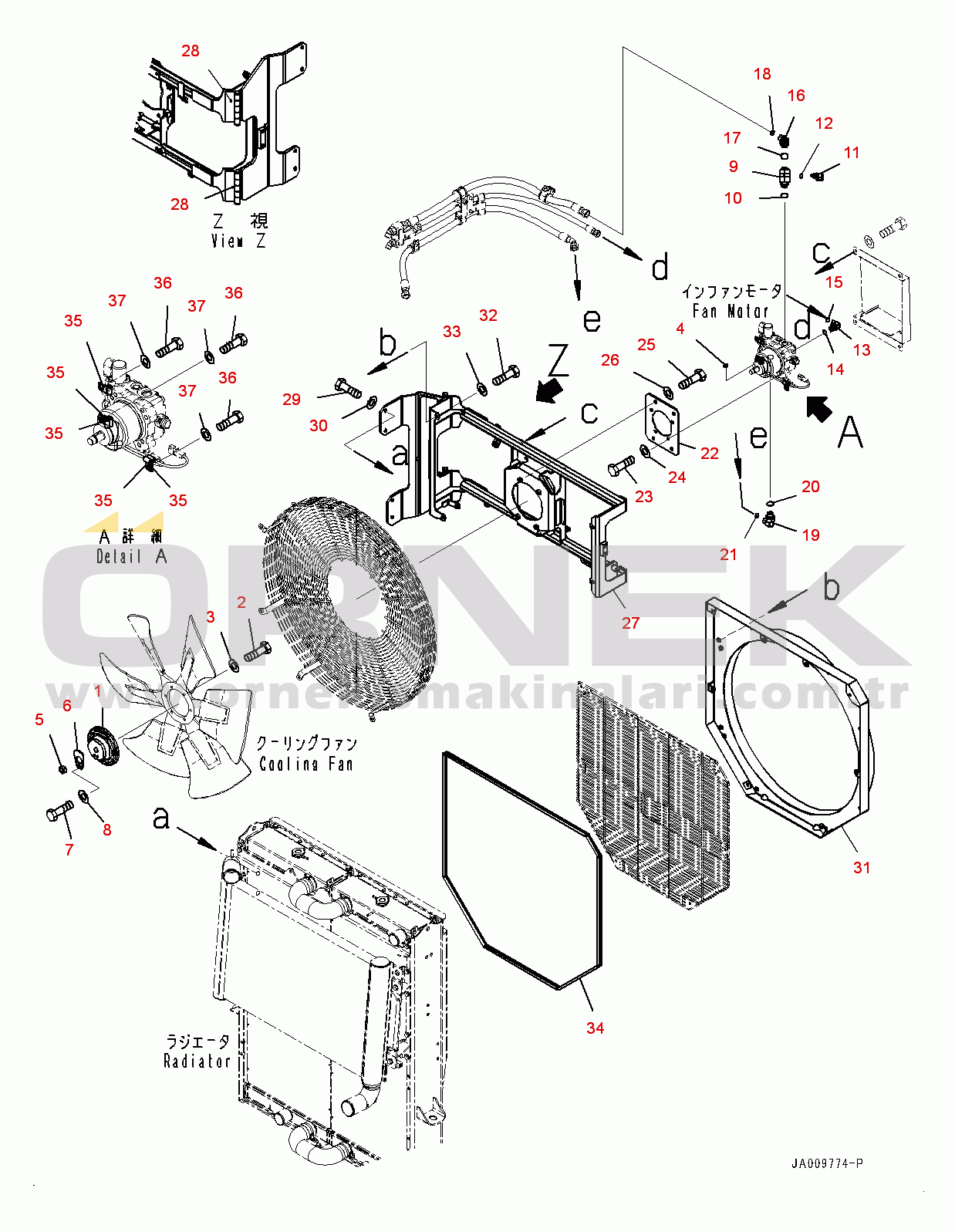 Komatsu WA470-7 S/N 10001-UP Radiator, Fan Motor Related Parts (1/2) (#10001-)